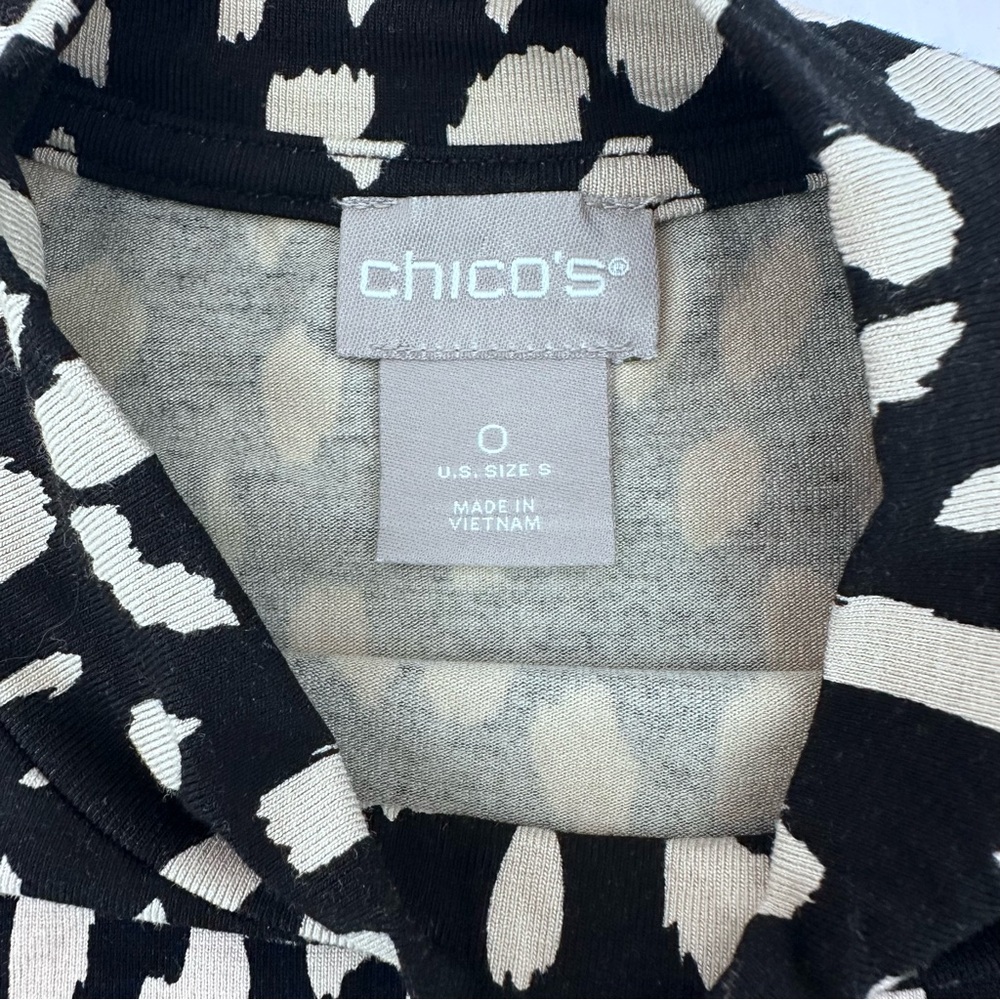 Chicos Mock Neck Women’s Animal Print Tank Sleeveless Sz 0 Gold Black Classic - Picture 3 of 7